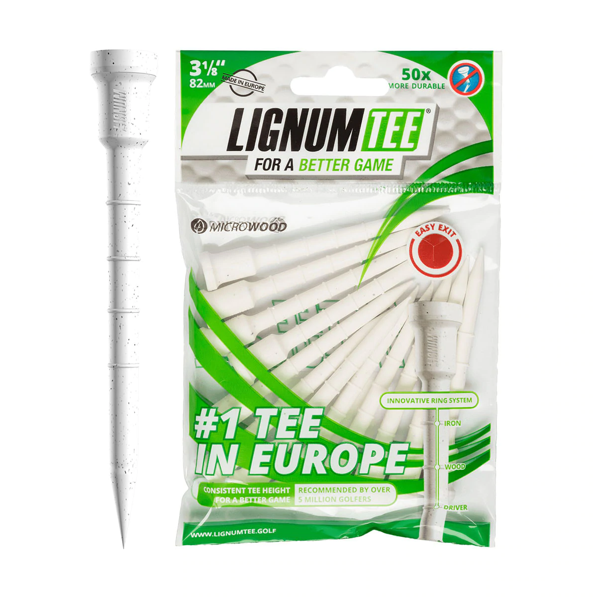 Lignum | Golf Tees | 82mm | 3 1/8 | Wit